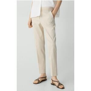 Theory Pants Womens Treeca Pull-On Pant in Good Linen Neutral Straw Size‎ 14 NEW